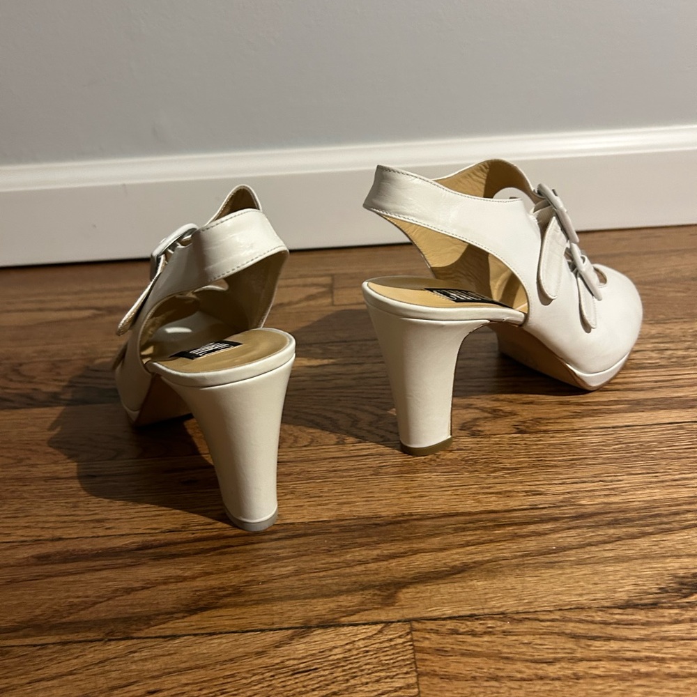White Peep-Toe Heels - Picture 3 of 7
